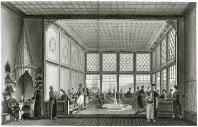 Interior of a Public Cafe in Constantinople by the Bosphorus by Anton Ignaz Melling